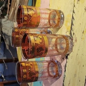 Vintage  Cera Crandberry Golden Grapes Glasses